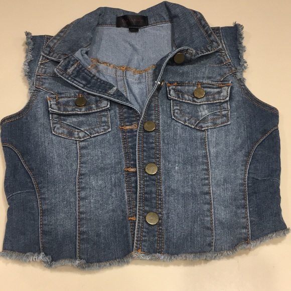 Denim jean sleeveless vest - Picture 1 of 3